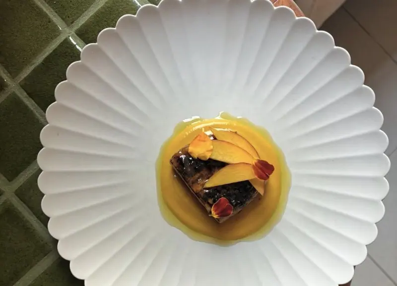 Vegetables with aubergine and nectarine